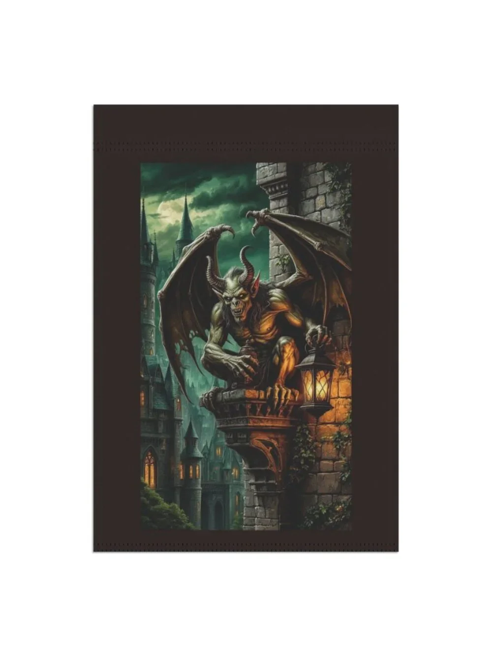 Gargoyle on Castle Ledge Garden Banner | Gothic Home Décor